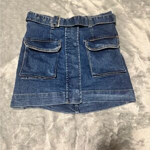 Love Denim Mini Skirt with Pockets
